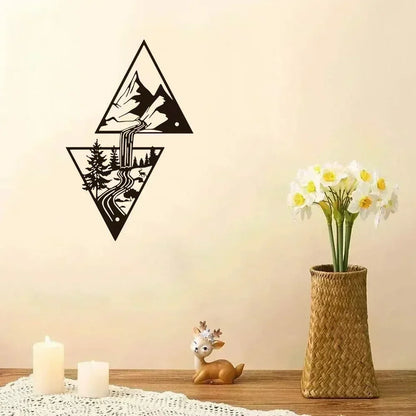 Mountain Wall Art: Mountain Waterfall Metal Wall Art Ornaments for Home Decoration,Including Metal Wall Art and Hanging Wall Art