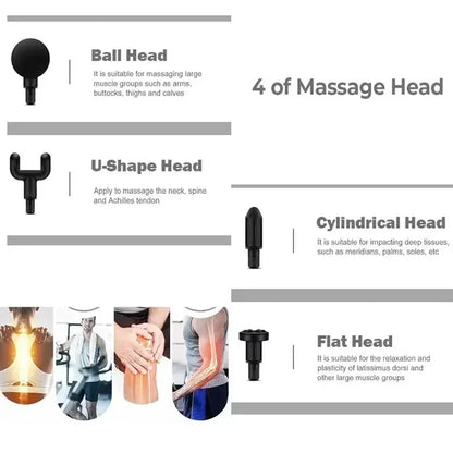 Portable Fascial Massage Gun With LED Touch Screen Electric Percussion Body Relaxation Replaceable Massage Head body massager