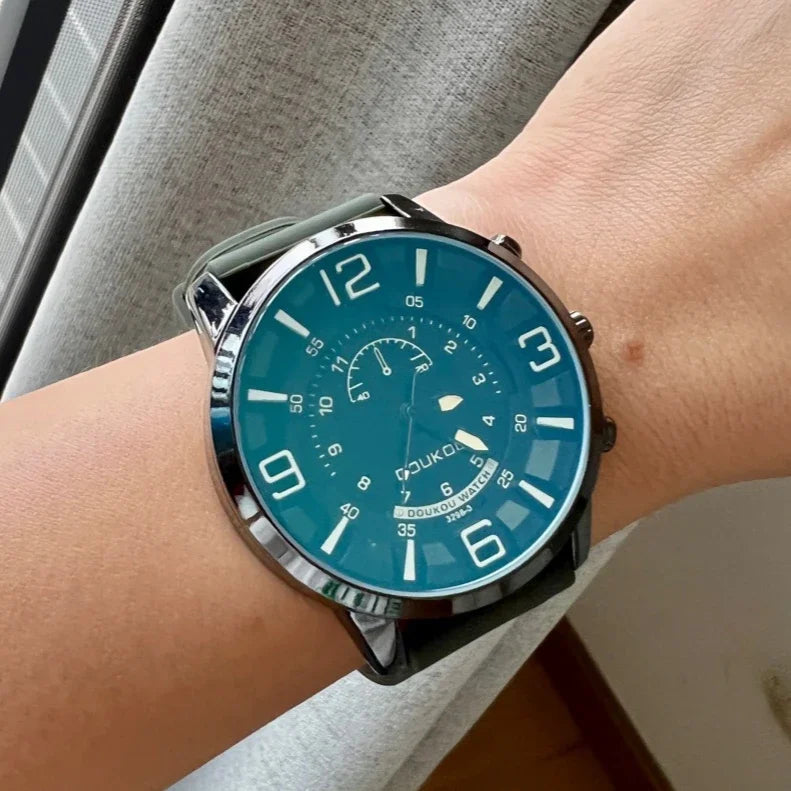 Large Dial Unisex Watch for Men and Women Blue Light Glass Leather Strap Casual Wristwatch Luxury Gift Clock Dropshipping