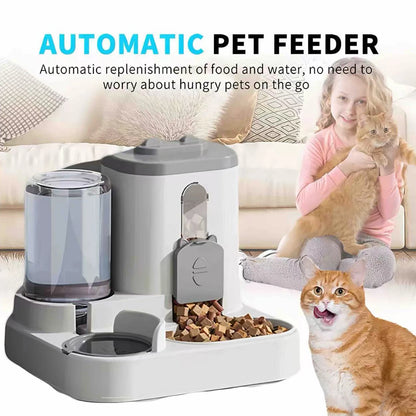 Automatic Feeder with Spill Proof Design with Water Fountain Pet Food Dispenser for Small Medium Large Cats Dogs