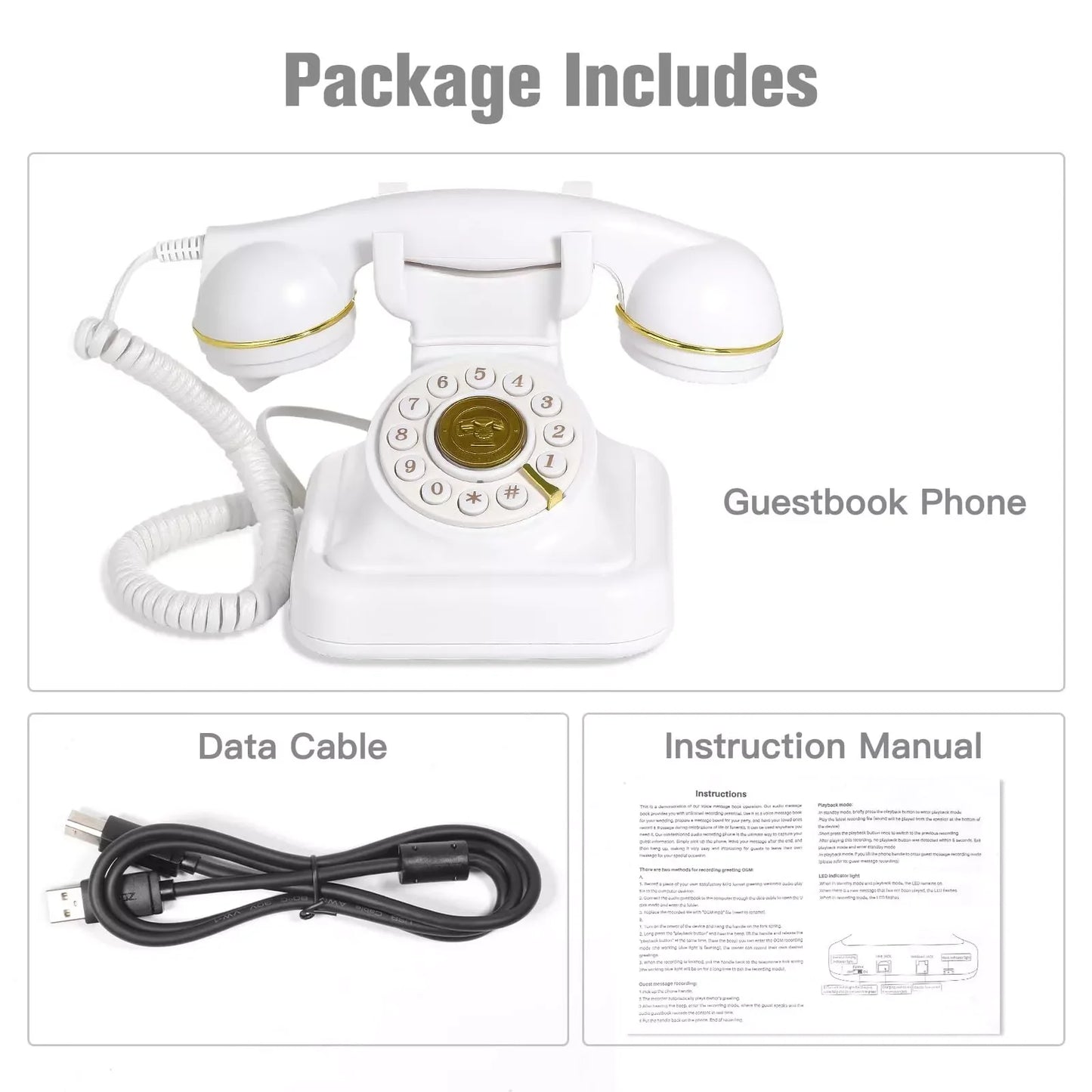 Wedding Audio Phone Guestbook Banquet Guests Voice Sign-In Phone Party Audio Blessing Message Phone Audio Book Phone