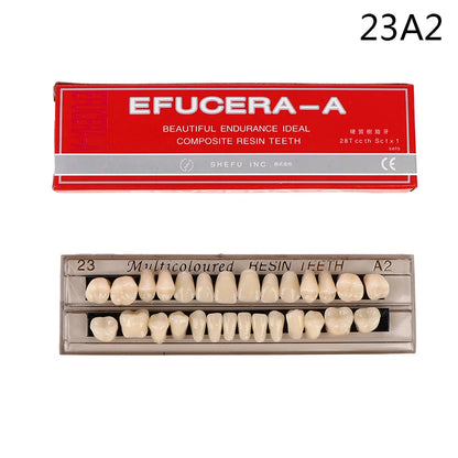 28 Teeth/set Resin Denture Teeth 3d Shade Guide Color Comparator Mirror Dentistry Cold Light Teeth White Bleaching Dental Plate