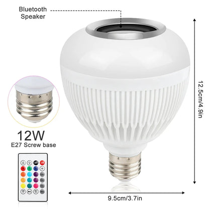LED Bluetooth Lamp E27 Smart Ball Bulb 12W Speaker Music APP Remote Control Dimmable Night Light Decor Home Party