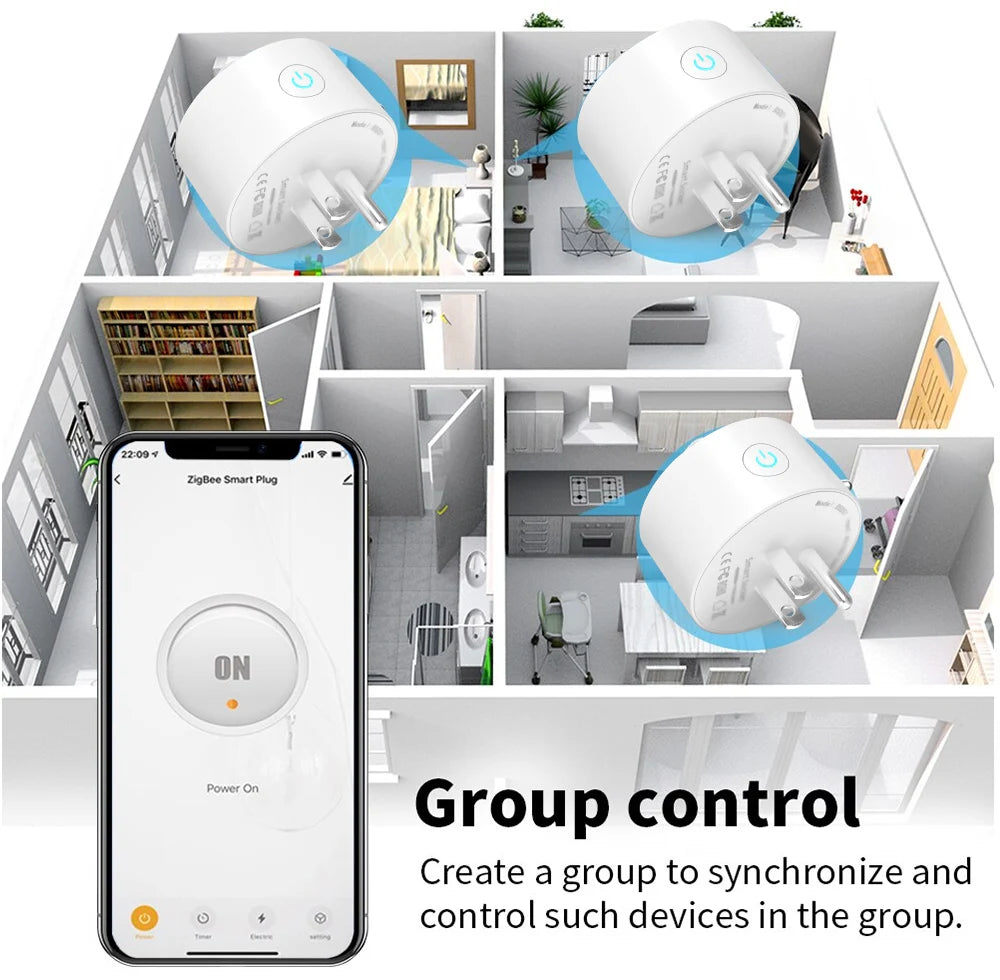 Smart Plug Zigbee/WiFi Socket US 16A With Power Monitor Timing Function APP Control Smart Home Automation Works With Alexa Z2M