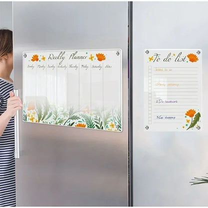 Fridge Magnet Calendar Magnetic Board Weekly Planner Reusable Dry Erase Board Schedule Transparent Fridge Message Menu Gadgets