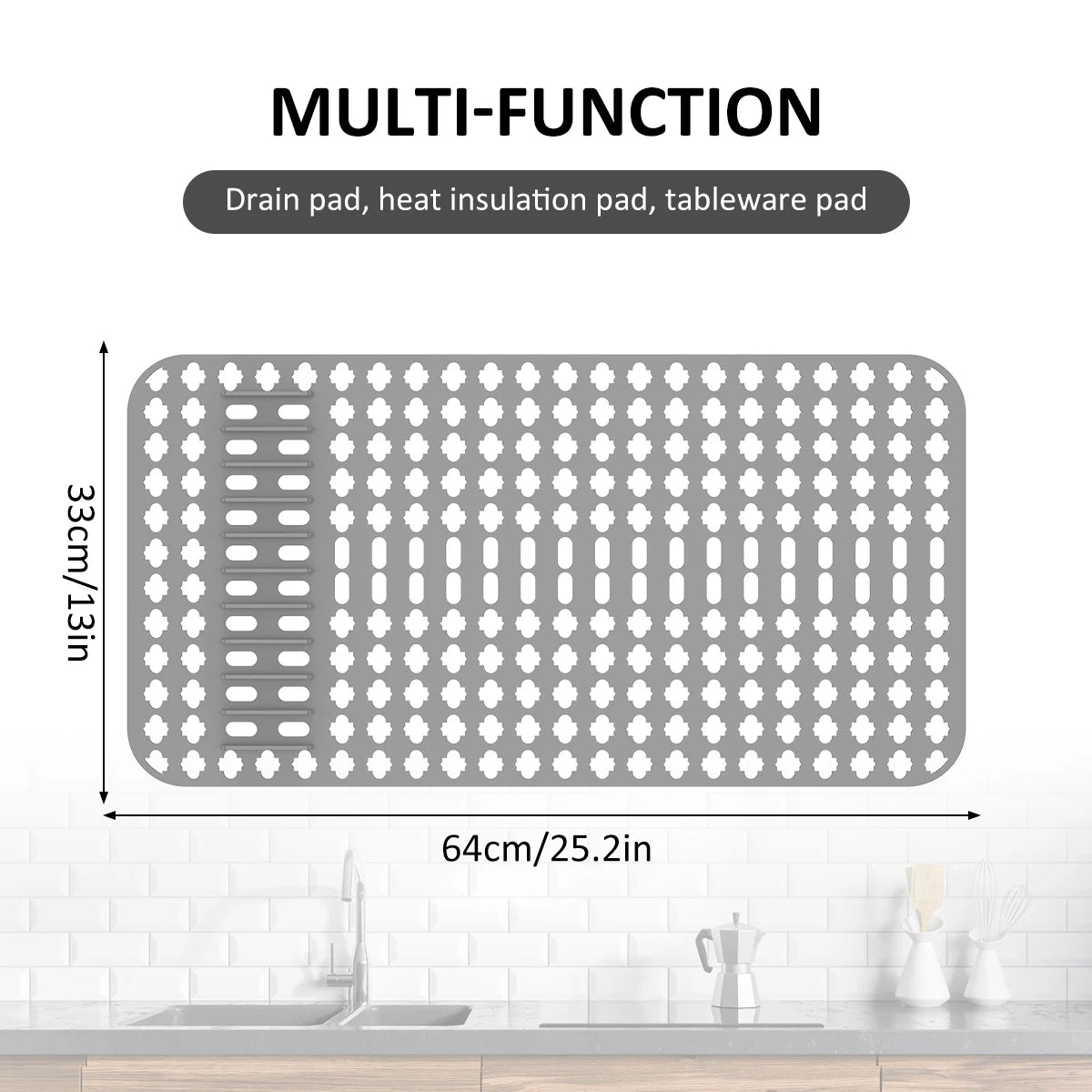 Silicone Sink Protector Heat-Resistant Anti-Slip Kitchen Sink Mats Sink Drainer Mat Reusable Sink Protector Mat for Kitchen