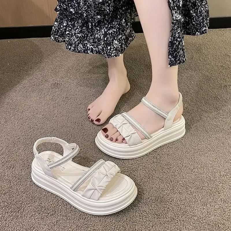 Outdoor Platform Sandals for Women New Breathable Fashion Woman Shoes Summer 2025 Comfortable Trending Pvc Designer Luxury Shoe