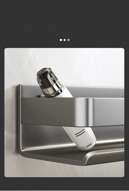 Bathroom Accessories Shelf Organizer Shower Storage Rack Gray Wall Mounted Space Aluminum Toilet Shampoo Holder Shelves 30-50CM