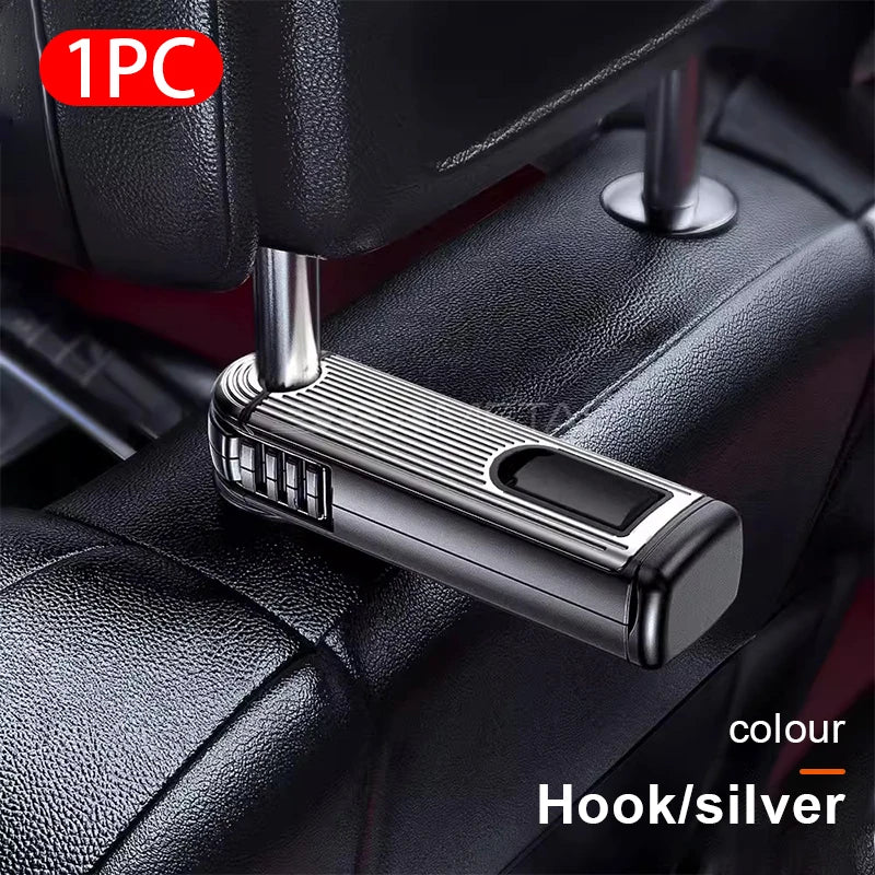 SEAMETAL 2 in 1 Car Seat Back Hook with Phone Holder Stable Headrest Hanging Hook Anti Slip Silicone Pad Hidden Rear Row Hanger