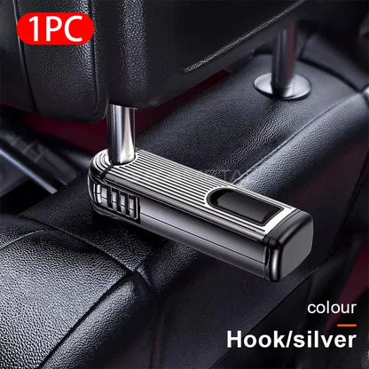 SEAMETAL 2 in 1 Car Seat Back Hook with Phone Holder Stable Headrest Hanging Hook Anti Slip Silicone Pad Hidden Rear Row Hanger