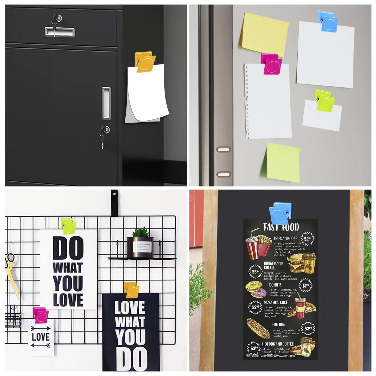 Fridge Magnetic Clips Heavy Duty Refrigerator Magnets Clips Whiteboard Multi Color Metal Magnetic Clamp