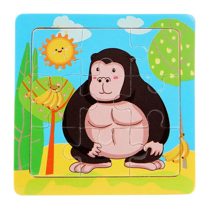 Plane Puzzles Cartoon Animals Wooden Montessori Game Kids Cognitive Jigsaw Puzzle Baby-Toy Educational Toys for Children Toddler