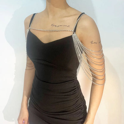 sexy body jewelry For  Women Fashion Metal Aluminum Shoulder Chain Bras Dress Accessories Festive Gift