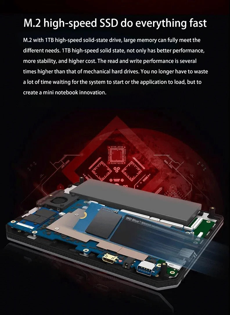 7 Inch Mini Laptop N100 Notebook IPS Touch Screen Portable Netbook Win 11 Pro Mini PC Micro Computer Bluetooth 4.2 16G 1TB