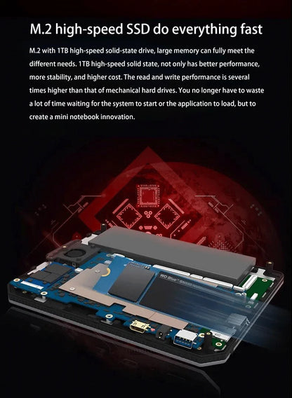 7 Inch Mini Laptop N100 Notebook IPS Touch Screen Portable Netbook Win 11 Pro Mini PC Micro Computer Bluetooth 4.2 16G 1TB