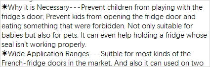 SAFELON 2 Pcs Baby Safety French Fridge Door Lock, Childproof Double Door Refrigerator Lock, Cabinet Cupboard Lock for Toddlers
