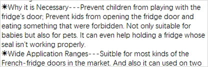 SAFELON 2 Pcs Baby Safety French Fridge Door Lock, Childproof Double Door Refrigerator Lock, Cabinet Cupboard Lock for Toddlers