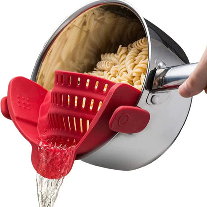 1pc Adjustable Silicone Clip-On Strainer for Pots, Pans, and Bowls - Handheld Drainer for Noodles, Pasta
