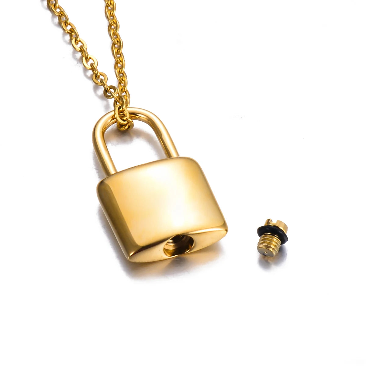 New Style Stainless Steel Small Pad Lock Cremation Ashes Urn Necklace Jewelry Keepsake Pendant Lock Memorial Jewelry
