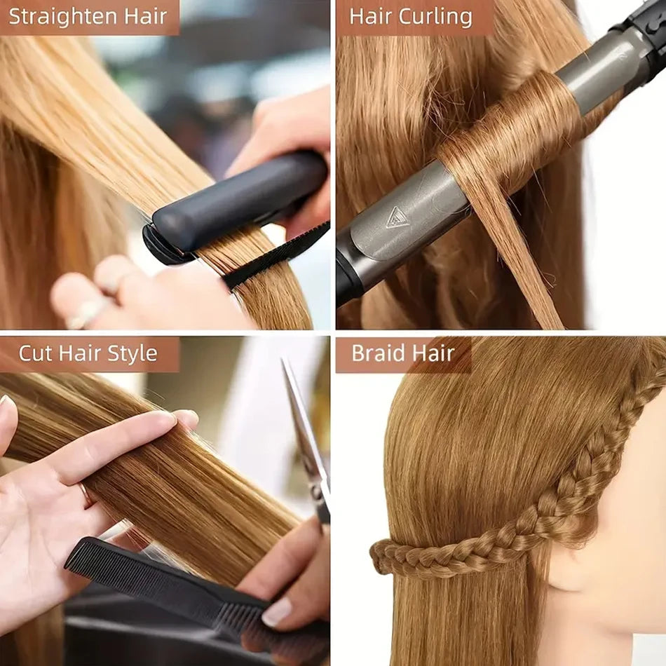 Cosmetology Mannequin Head with 80% Real Hair For Hairdresser Training Practice Long Straight Human Hair Mannequin Doll Head