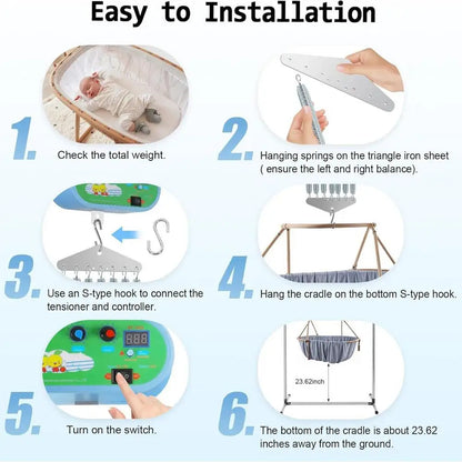 Electric Baby Bedside Sleeper Bassinet Automatic Toddler Rocking Swing with Adjustable Speed for Nursery home accessories