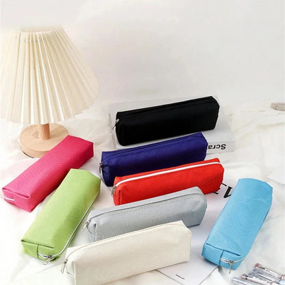 Simple Pencil Case School Supplies Pencil Cases Estuche Escolar Solid Color School Stationery Kalemlik Trousse Pencil Pouch-LJX