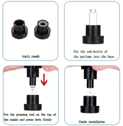 1.5ml 2ml 2.5ml Glass Bayonet bottle with White Black Clear 3 Color Plastic Sprayer Sample Spray Bottle 100pcs
