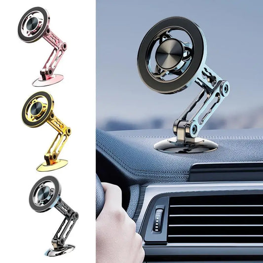 Magnetic Car Phone Holder Mount Ultra Magnetic Alloy Car Phone Mount Aluminum Alloy Long Arm Holder 360 Rotation Folding
