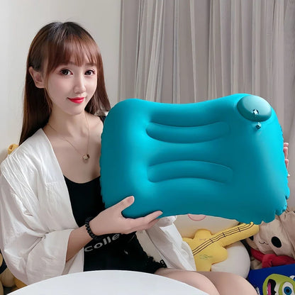 1Pcs Travel Press Inflatable Cushion Lumbar Cushion Square Inflatable Pillow Cushion Portable Foldable Outdoor Inflatable Pillow