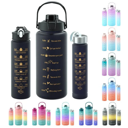 Water Bottle Motivational Drinking Bottle Sports Water Bottle with Time Marker Portable Reusable Plastic Cups Outdoor Travel Gym