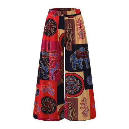 Women's Wide Leg Boho Yoga Harem Pants Gypsy Thailand Bohemian Palazzo Pants Smocked Waist Trousers Shirt