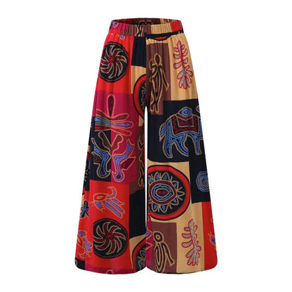 Women's Wide Leg Boho Yoga Harem Pants Gypsy Thailand Bohemian Palazzo Pants Smocked Waist Trousers Shirt
