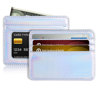 RFID Blocking Credit Card Holder Wallet for Women Men, Slim Minimalist Front Pocket Wallet with Laser Colors