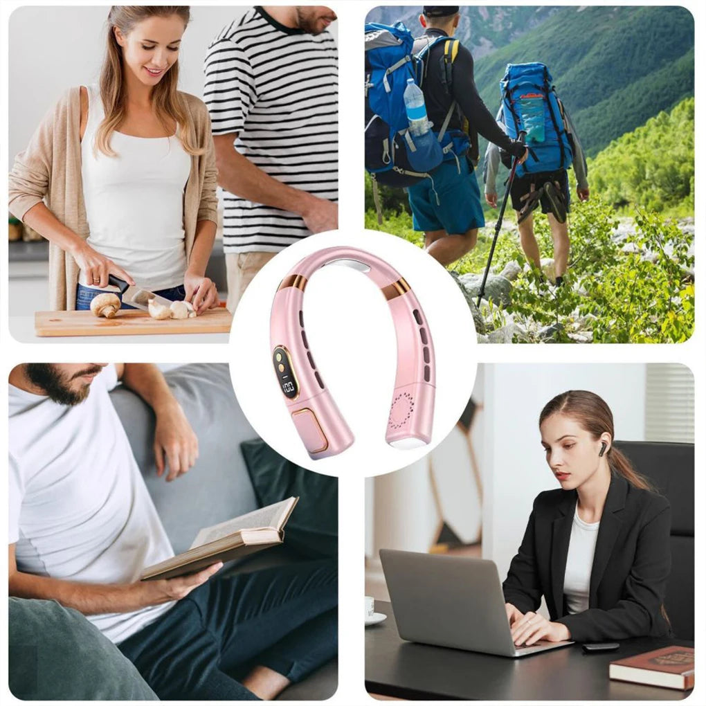 Neck Hanging Fan USB Charging Lazy Outdoor Portable Silent Turbo Neck Bladeless Mini Fan Summer Cool Best Gift For Friends Kids