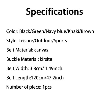 Men's Belt Trend Double Loop Buckle Canvas Belt Women's Belt with Cargo Pants Jeans Belt Outdoor Sports Belt No Perforated Belt