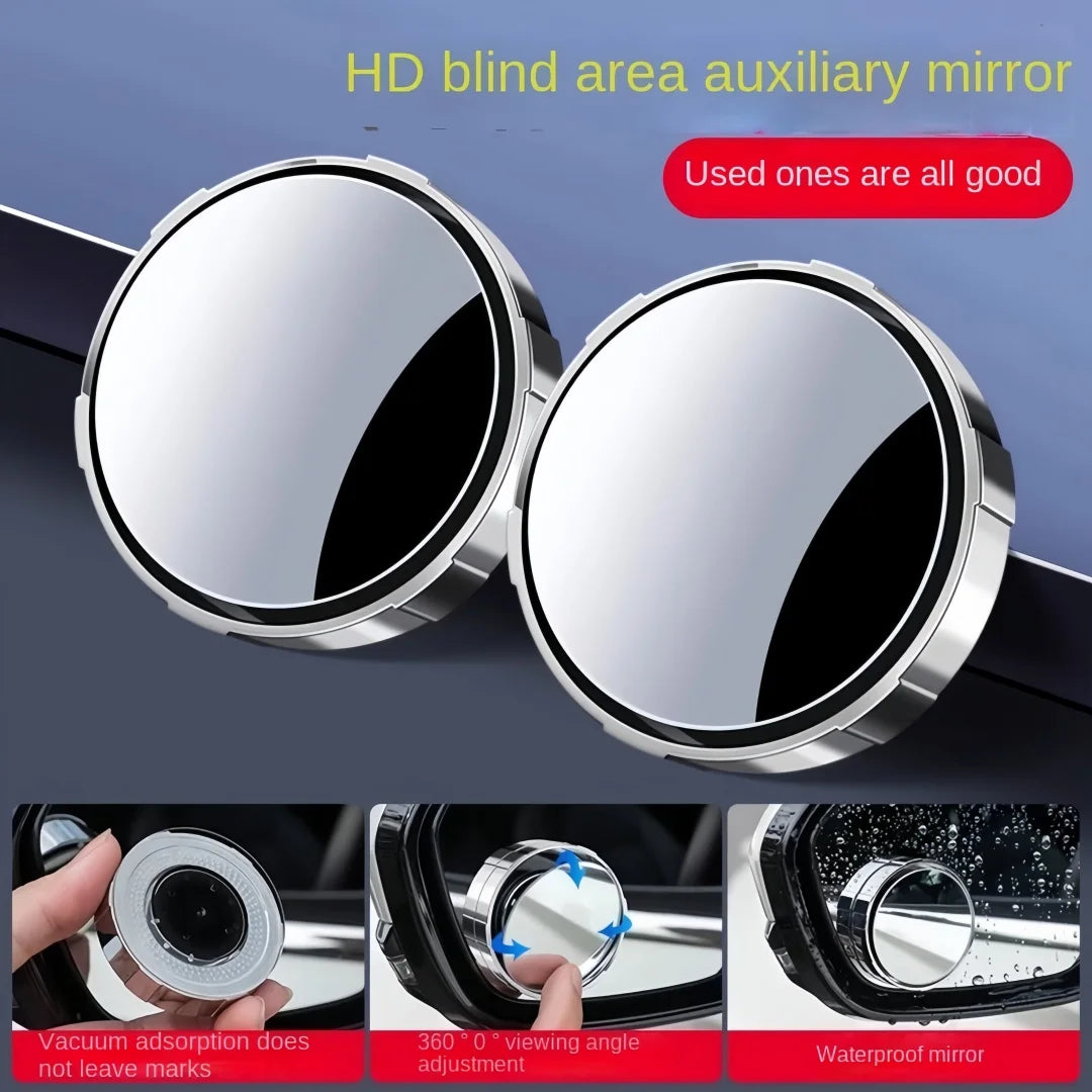 2pcs Car Small Round Mirrors 360 Adjustable Suitable for Assisting Reverse Vision Blind Spots Safety Protection Convex Mirror