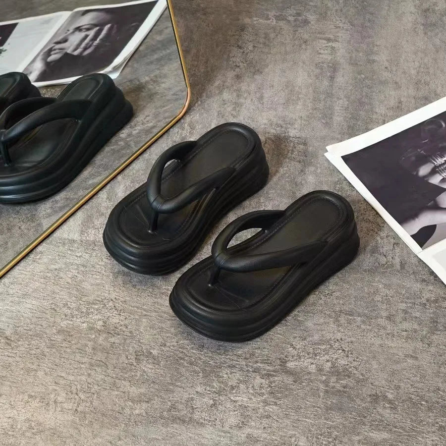 Thick Bottom Flip-flops Summer Fashion Women Slippers Soft Bottom Increase Anti-slip Anti-odor Beach Slippers Zapatos De Mujer