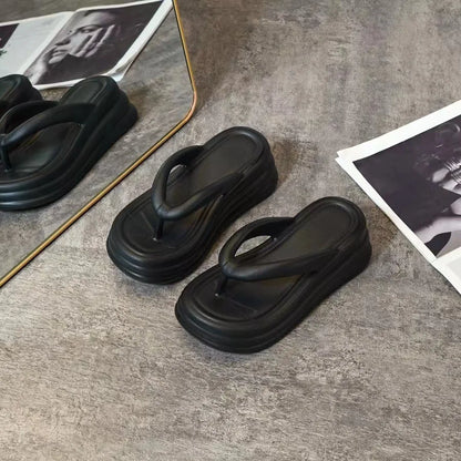 Thick Bottom Flip-flops Summer Fashion Women Slippers Soft Bottom Increase Anti-slip Anti-odor Beach Slippers Zapatos De Mujer