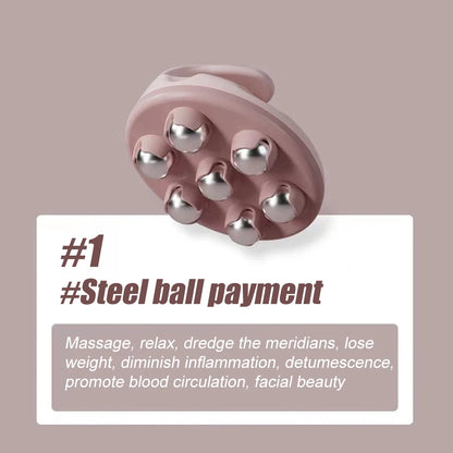 Hand Roller Massager for Cellulite Massage,Deep Tissue Massage Ball for Back,Neck,Foot,Shoulder,with 7 360-degree Metal Roller