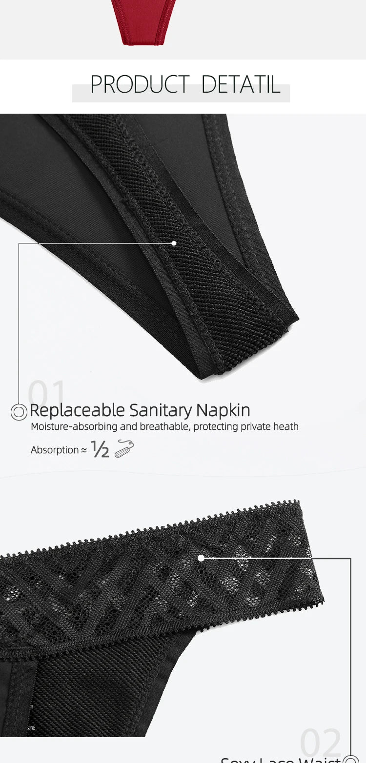 4 Layer Leakproof Menstrual Period Panties Sexy Ladies Thong Menstrual Period Leak Proof Underwear Physiological Pants