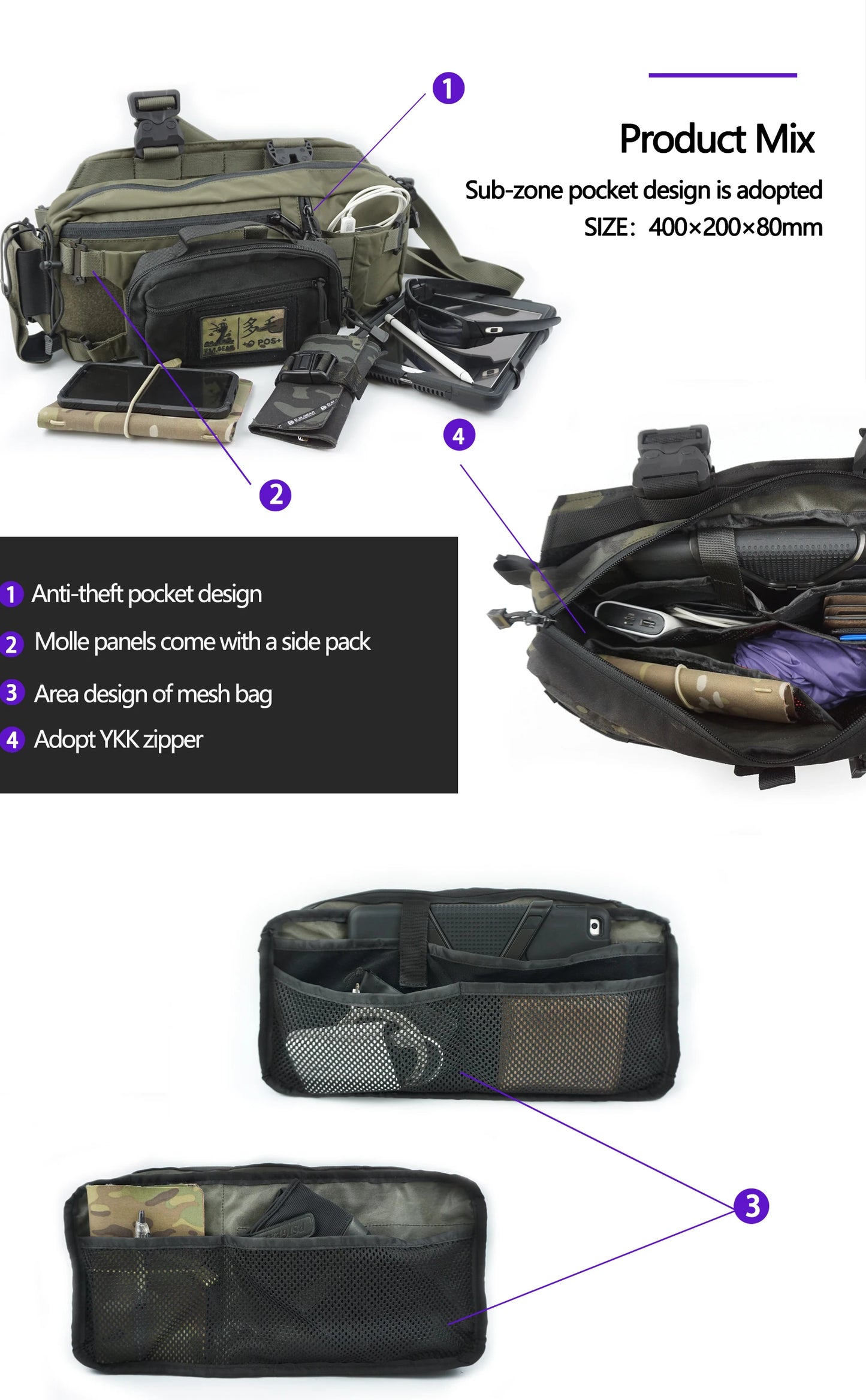 Tactical Backpack Hunting Gear 421X Chest Bag Sports Bags For Men Molle Hunting Camping Shoulder Sling Accessory Strap Outdoor