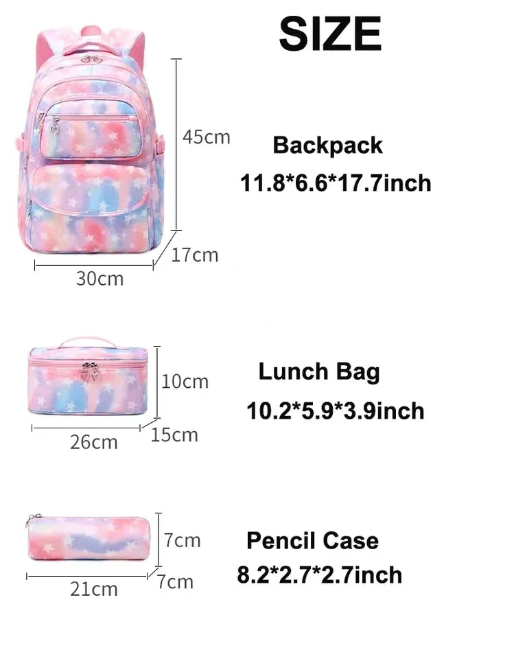 Children's Accessories Fashion Bags For Primary School Backpack Set Student Pencil Bag Food Bag Set Kids Bookbag 3pcs/Set