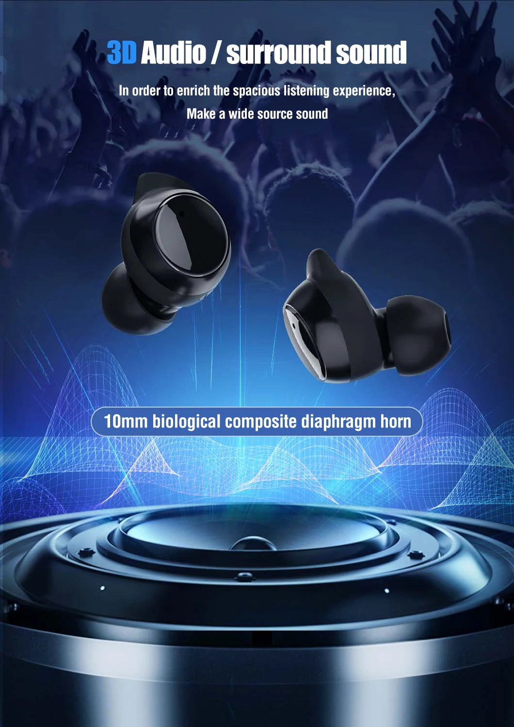 Wireless Earbuds Wireless 5.3 Headphones 48Hrs Music Bluetooth Earphones with Charging Case in Ear Headset with Mic LCD Display