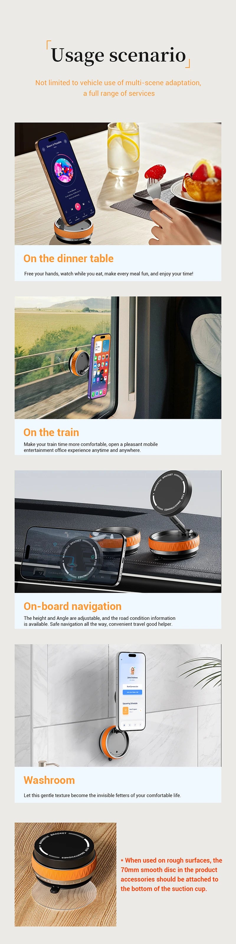 Vacuum Suction Magnetic Car Mount Strong Suction Stand Phone Holder Foldable Design 360° Rotation Adjustable Car Phone Bracket