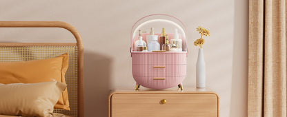 Makeup Storage Organizer with Lid Waterproof Cosmetics Skincare Organizer for Vanity Portable Cosmetics Storage Box for Girls