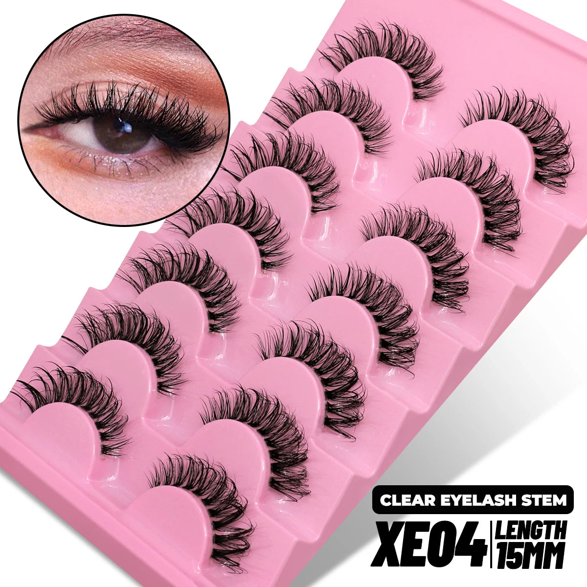 GROINNEYA Lashes 5/7 Pairs Wispy Mink Lashes Invisible Band Eyeashes Look Like Extensions Strip Lashes Natural Look Soft Fluffy