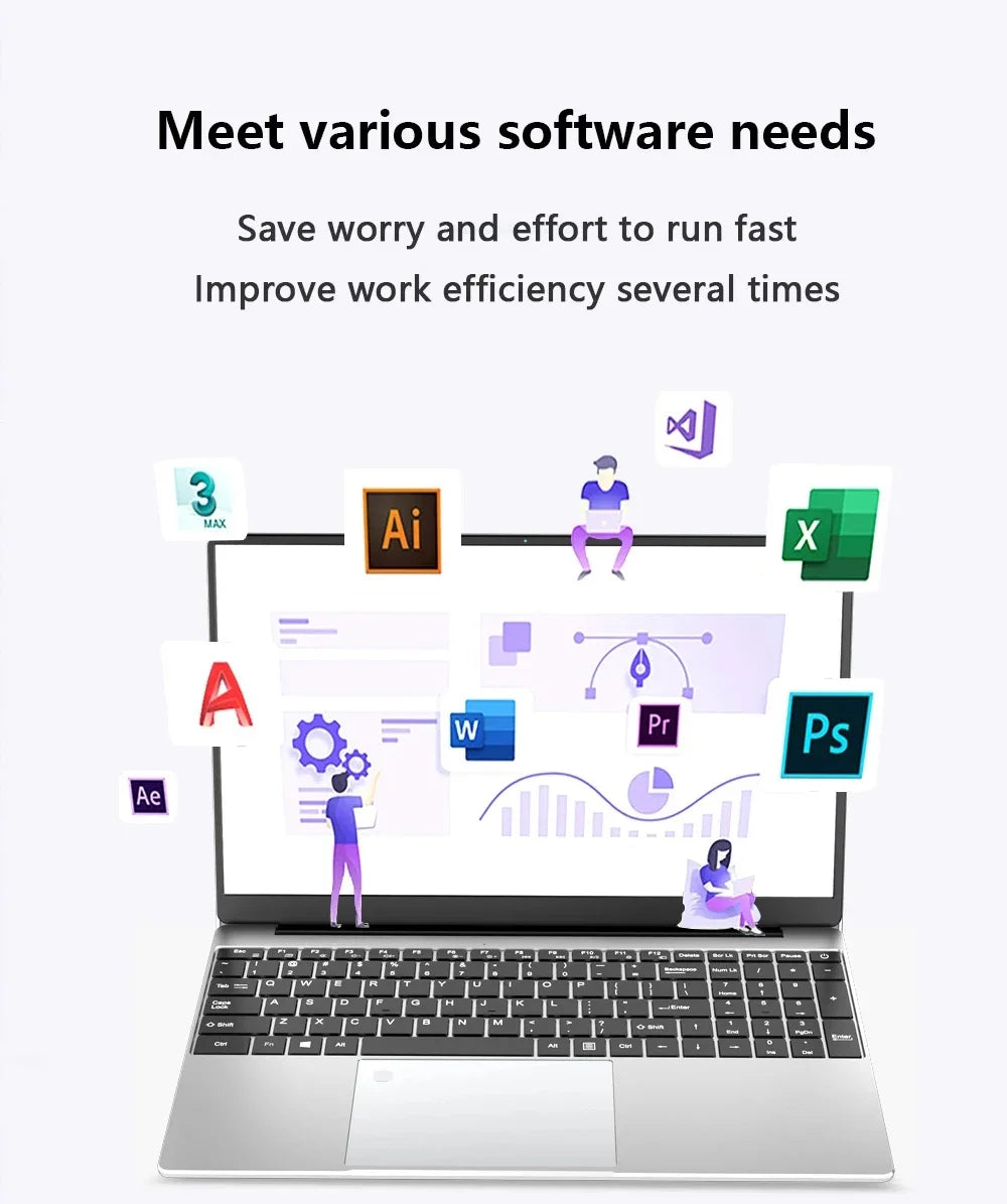 2025 Laptop Computer Windows 11 Pro Intel Core i7 8500Y 16GB RAM 1TB 2TB SSD Computer PC 15.6" Fingerprint Unlock Notebook Gamer