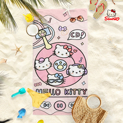 Adorable Cartoon-Printed Beach Towels: PomPomPuu, Pochacco, Cinnamo, and Kitty Designs! Suitable for towels, bath towels