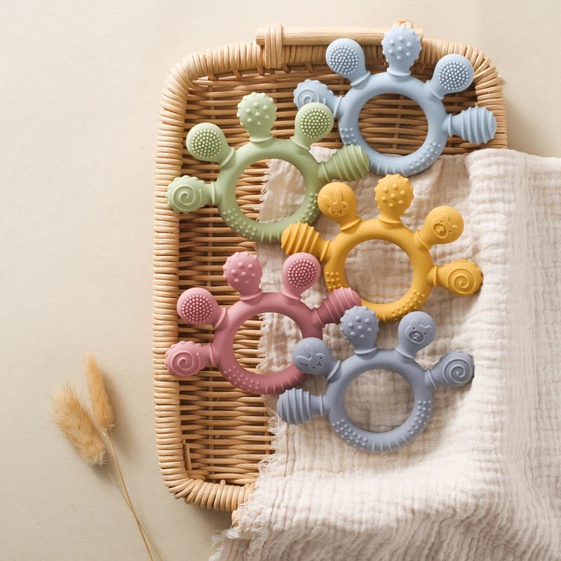 Baby Silicone Teethers Animal Food Grade Silicone Baby 0-12 Toys Silicone Teeth Grinding Stick Newborn Pacifier Accessories Toys