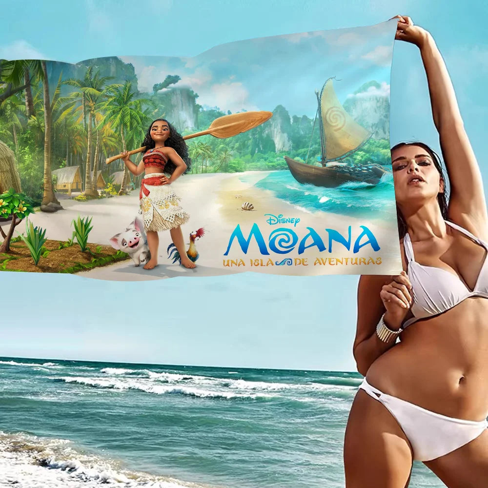 Cute Moana Cartoon Beach Towels Shower Towel Sauna Travel Spa Microfiber Quick Dry Gym Accessories Cute Room Decor